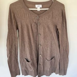 Loft cardigan, tan brown color